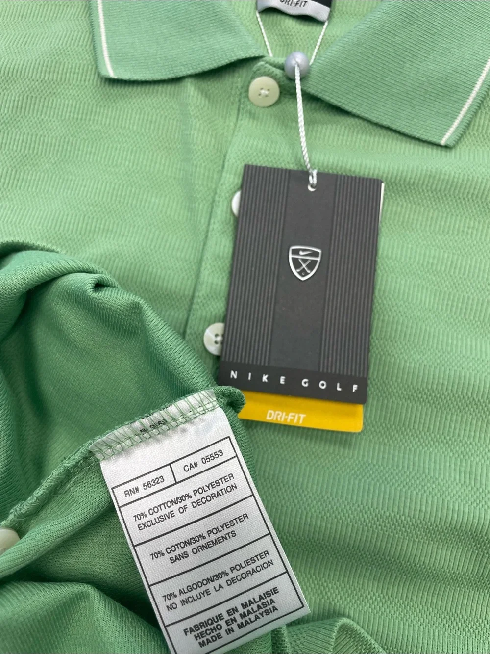 Nike Men’s Light Green Dri-FIT Polo with White Piping